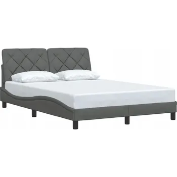 Postel Rám postele tmavě šedý s čelem 218 x 125 x 74,5 cm, vhodný pro matrace 120 cm