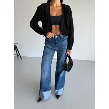 Pánská mikina Black Fashion Černý cropped kardigan Velikost: L