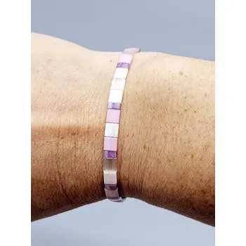 Náramek Kateřina Vlasáková Miyuki Tila náramek růžovo fialová 16,3 cm