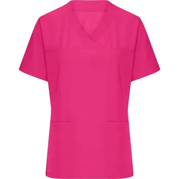 Dámské tričko James & Nicholson Dámský strečový kazak s výstřihem do V - 3XL pink