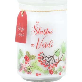 Svíčka Emocio Vonná svíčka ve skle Šťastné a veselé, 93×142 mm