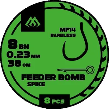 Rybářský háček 8ks - Hotový Návazec Mikado FB Rig MF14 Feeder Bomb 38cm 0,20mm Vel. 12