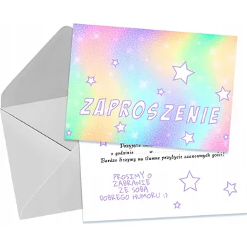 Pozvánka POZVÁNKY PRO DĚTI NA NAROZENINOVOU OSLAVU HVĚZDA GLITRY DUHA + OBÁLKA