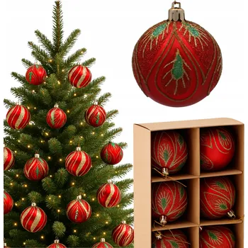 Vánoční dekorace Vánoční Baňky Červené Velké Vánoční Koule Prl Ozdobná ozdoba 7 cm 6 Ks