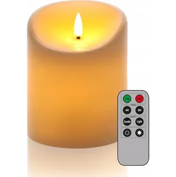 Svíčka LED VOSKOVÁ SVÍČKA 10X12 CM S DÁLKOVÝM OVLÁDÁNÍM NÁPLŇ DO HŘBITOVNÉ SVÍČKY