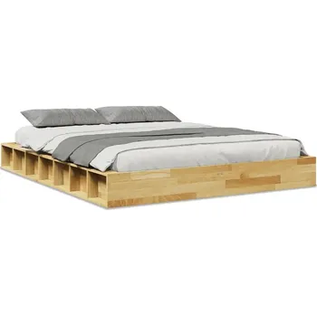 Postel Dubový Rám postele 203 x 178 x 21 cm s úložným prostorem