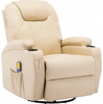 Křeslo Elektrické Houpací Masážní Křeslo s Vyhříváním, Krémové, 80x95x100 cm