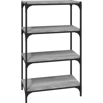 regál Regál se 4 policemi, dřevotříska, Ocel, šedý dub Sonoma, 60x33x100 cm