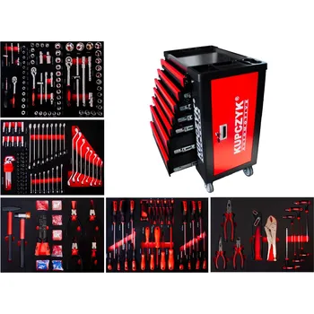 Dílenský vozík na nářadí, skříňka, 420 dílů, ocelová pracovní deska KUPCZYK