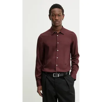 Pánská košile Košile ZADIG&VOLTAIRE pánská, vínová barva, regular, s klasickým límcem, WMSH01333 83X, vel. L