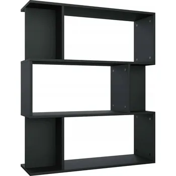 Knihovna Regál se 3 velkými a 6 malými přihrádkami, černý, 80x24x96 cm