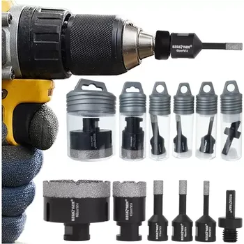 Dílna Sada diamantových vykružováku BIGSTREN M14 6–68 mm s adaptérem – 6dílná sada na gres a keramiku