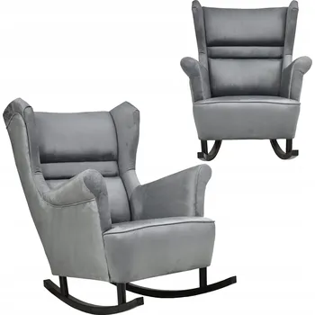 Křeslo Křeslo ušák Zoja houpací skandinávský styl Family Meble šedý velur dárek