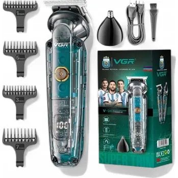 Strojek na vlasy Zastřihovač a strojek VGR – IPX6, USB, LCD, na vlasy a chloupky v nose, HIT
