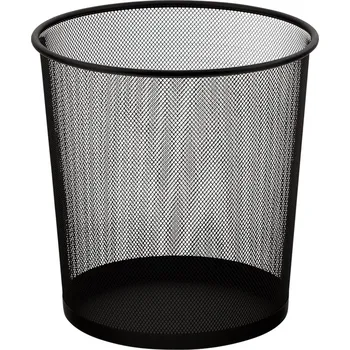 Odpadkový koš Kovový koš černý síťovaný velký na papír a odpadky Kulatý 9B02-RO 9L Clever