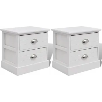 Noční stolek Noční stolky ve francouzském venkovském stylu, bílé, 38x28x38 cm, dřevo paulovnie