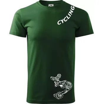Pánské tričko Cycling nápis šikmo - Triko extra velké (5-8XL) - 8XL ( Lahvově zelená )