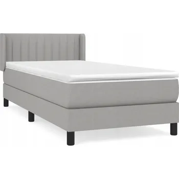 Postel Kontinentální postel světle šedá 203 x 93 x 78/88 cm s matrací 90 x 200 x 2 cm