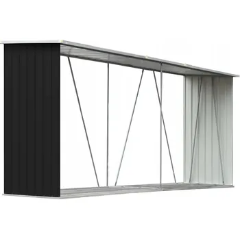 Přístřešek na palivové dřevo z pozinkované oceli, antracitový 330x84x144/152 cm