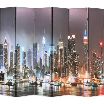 Paraván Paraván "Noční New York" z jedlového dřeva, 228 x 170 cm