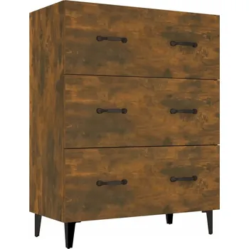 Komoda Boční skříňka se 3 zásuvkami, kouřový dub, 69,5x34x90 cm
