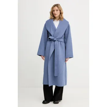 Dámský kabát Kabát s příměsí vlny Calvin Klein LV044E537G fialová 54X, vel. XXS