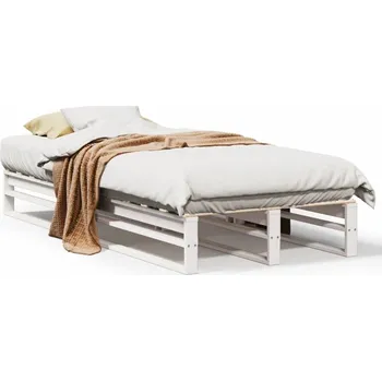 Postel Bílý rám postele z masivního borovicového dřeva 190 x 90 x 25,5 cm