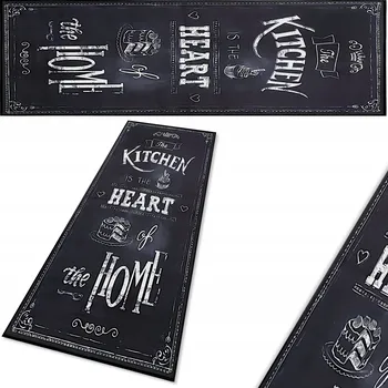 Koberec BĚHOUN DO KUCHYNĚ ČERNÝ 50X180 KOBEREC KUCHYŇSKÝ BÍLÝ KITCHEN POGUMOVANÝ
