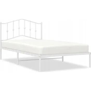 Postel Bílý kovový rám postele 207 x 112 x 98 cm s čelem