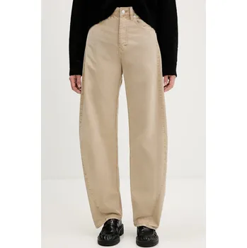 Dámské kalhoty Bavlněné kalhoty Tommy Jeans DW0DW22073 béžová 12X, vel. 28/32