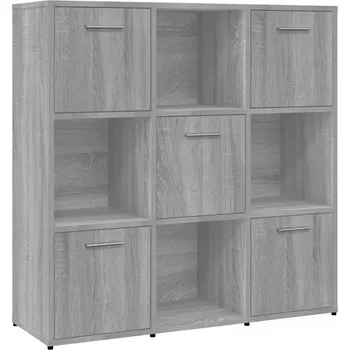 Knihovna Regál na knihy s 9 přihrádkami, šedý dub sonoma, 90x30x90 cm