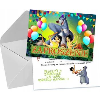 Pozvánka POZVÁNKY PRO DĚTI DĚTSKÉ NAROZENINOVÉ KNIHA DŽUNGLÍ + OBÁLKA