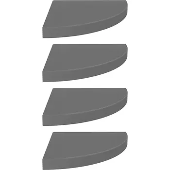 Konferenční stolek Sada 4 rohových polic MDF/kov, šedý lesk, 35x35x3,8 cm