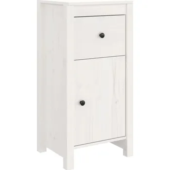 Komoda Dřevěná Skříňka z Masivního Borovicového Dřeva Bílá 40x35x80 cm