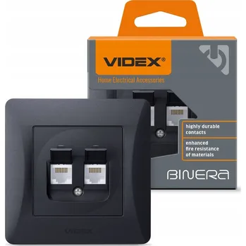 Elektrická zásuvka Internetová zásuvka do zdi Videx černá