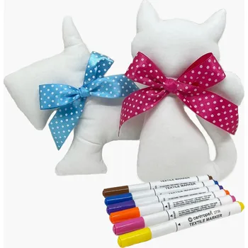 Látkové zvířátko k vybarvení Varianta: sada, Fixy: bez fixů, Dárkové balení: ano