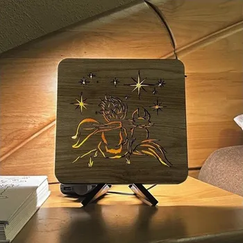 Lampička Li-Go 5788/DUB2 - LED Stolní dekorace LED/12W/230V 19x19 cm dub/Malý princ