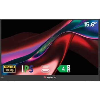 Monitor Monitor Verbatim PM-15 15.6",LED podsvícení, IPS panel, 10ms, 1000: 1, 250cd/m2, 1920 × 1080 Full HD, - černý