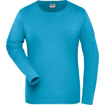 Dámské tričko James & Nicholson Dámské pracovní elast. tričko, dl. rukáv - Solid - XL turquoise