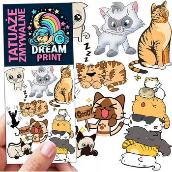 Odstranitelné tetování Smyvatelné tetování pro děti - dočasné tetovačky s kočkami