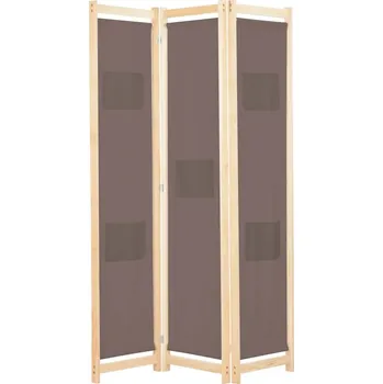 Paraván Paraván volně stojící, třídílný s kapsami, hnědý, 120x170x4 cm