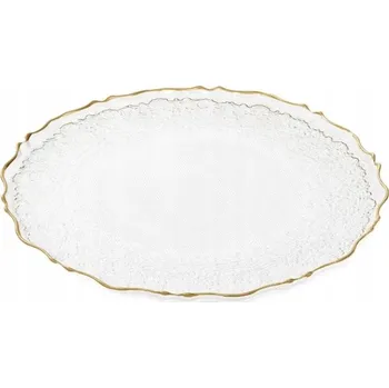 Talíř Dezertní talíř LISALA se zlatým okrajem, 21 cm HOMLA