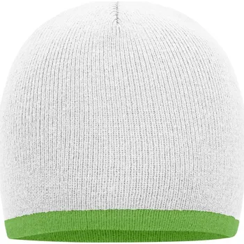 Čepice Myrtle Beach Pletená čepice s kontrastním lemem - onesize white/lime green