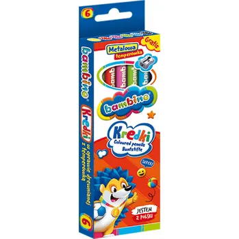 Pastelka Pastelky BAMBINO v dřevěném obalu 6 barev ořezávátko