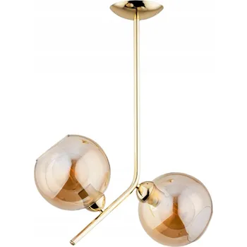 Stropní svítidlo LALEN 2xE27 zlatá koule jantarová Alfa 62276