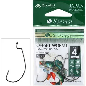 Rybářský háček 5ks - Háček Mikado Sensual Offset Worm Velikost 3/0