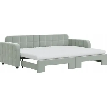 Pohovka Rozkládací lenoška z aksamitu světle šedá 223 x 91 x 71 cm