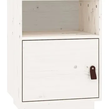 Noční stolek Dřevěný noční stolek z borovice, bílý, 40x34x55 cm, 2 přihrádky