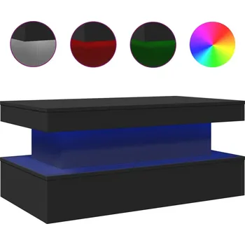 Konferenční stolek Moderní konferenční stolek s LED osvětlením, černý, 90x50x40 cm