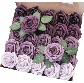 umělá květina Kytice růží zestaw 25 Ks kolorowe dekoracyjne fialových umělé květy růže